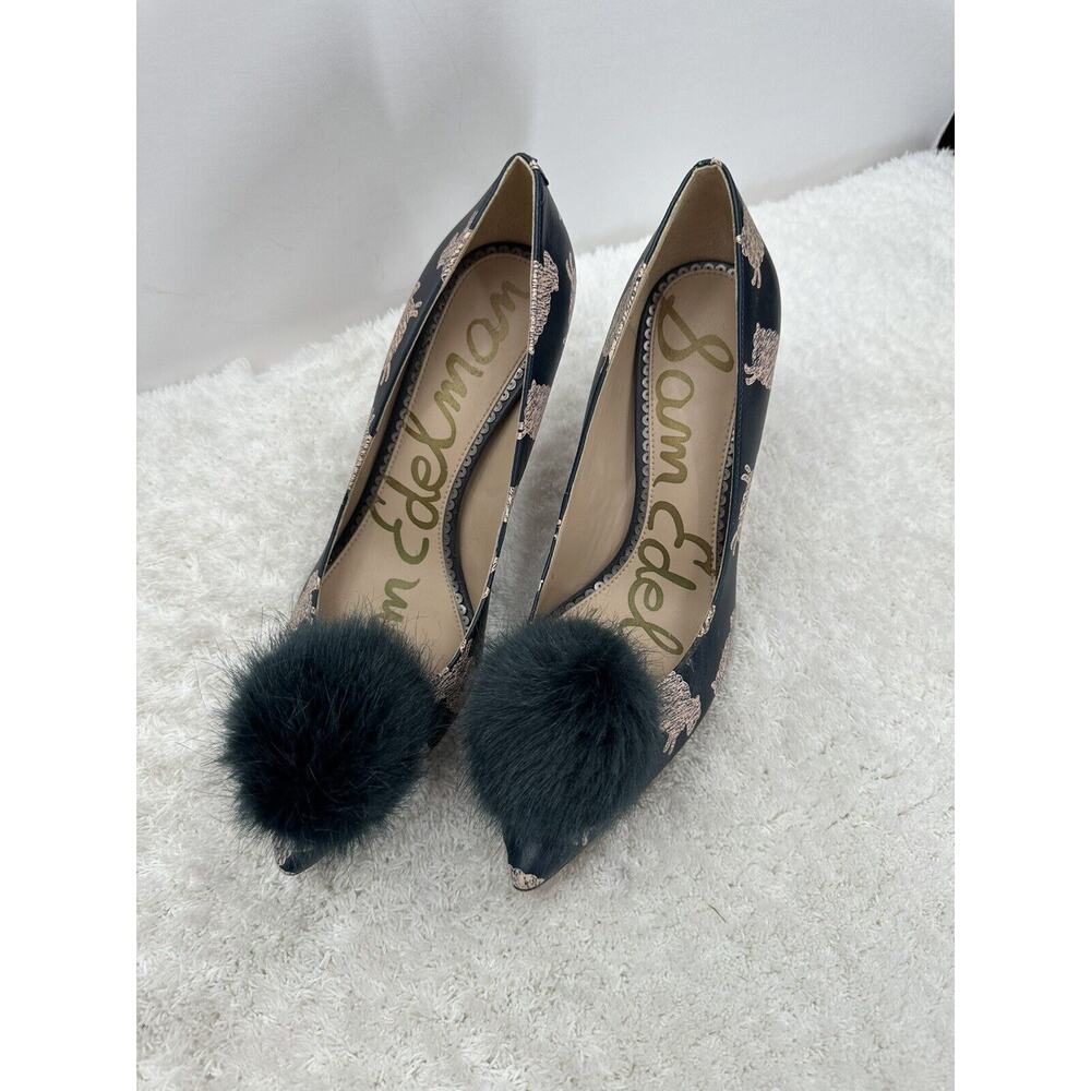 Sam Edelman Ladies' Shoes, Pumps, Sheep and Pompoms Design. Teal. Size 8 US. - Picture 2 of 10